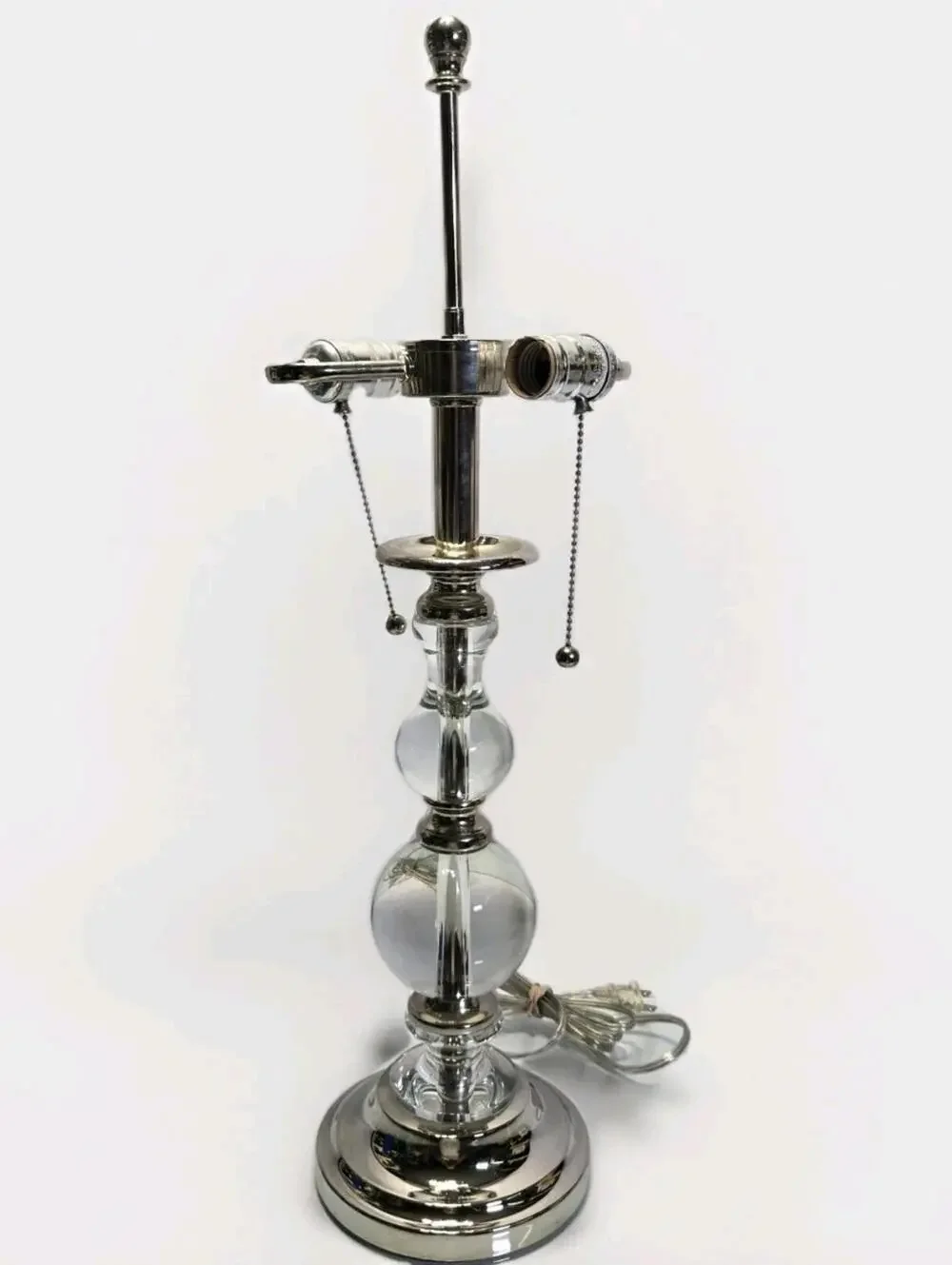 Clear Crystal Glass Ball Table Lamp Stacked Orb Chrome Glam Modern 24